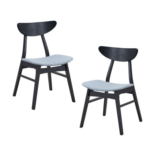 Set of 2 Baby Upholstered Wooden Dining Side Chairs, Solid Rubber Wood Frame for Dining Room & Restaurant