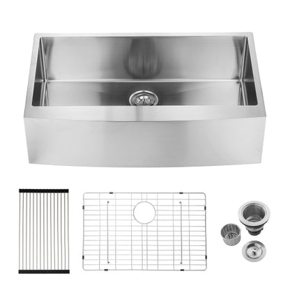 33"x21"x10"Farmhouse Apron Single Bowl Stainless Steel Kitchen Sink