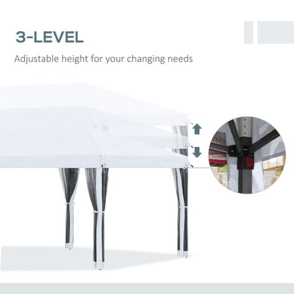 Outsunny 10' x 20' Pop Up Canopy Tent with Netting, Heavy Duty Instant Sun Shelter, Large Tents for Parties with Carry Bag for Outdoor, Garden, Patio, Cream White