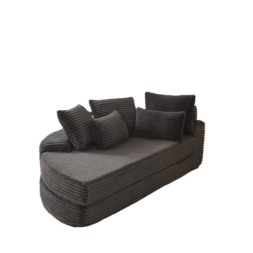 78.5 inch  Corduroy Semi-Circular Sofa-Bed Recliner,5 Pillows & Neck Pillow