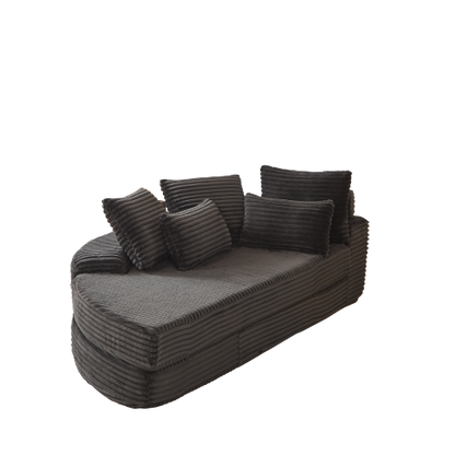78.5 inch  Corduroy Semi-Circular Sofa-Bed Recliner,5 Pillows & Neck Pillow