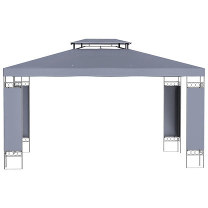 Outsunny 10' x 13' Patio Gazebo, Double Roof Outdoor Gazebo Canopy Shelter with Screen Decorate Corner Frame, for Garden, Lawn, Backyard and Deck, Gray