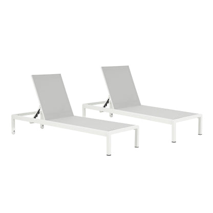 Outdoor Chaise Lounge Chair Set of 2, Aluminum Adjustable Outside Chair for Pool Patio Beach Yard