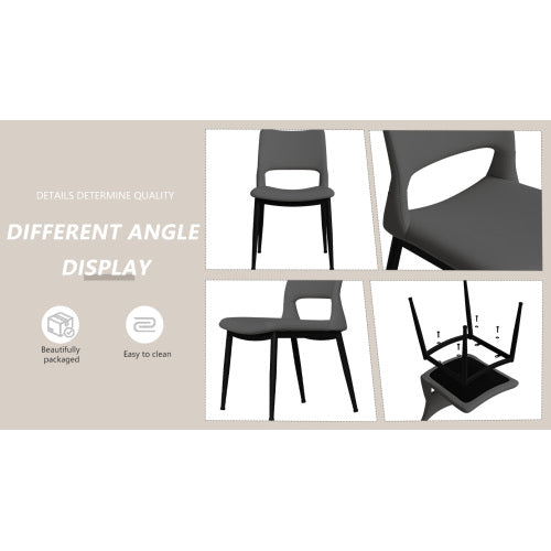 Modern Grey PU Leather Dining Chairs Set of 2 with Metal Legs for Kitchen, Restaurant and Office