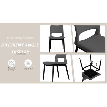 Modern Grey PU Leather Dining Chairs Set of 2 with Metal Legs for Kitchen, Restaurant and Office