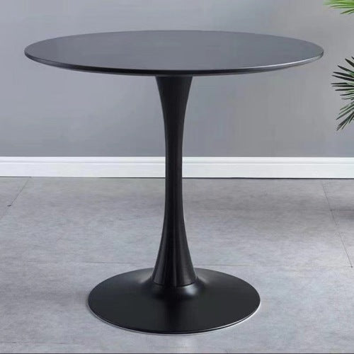 24inch  Black Round Tulip Table, MDF Top & Steel Base Mid-Century Kitchen & Coffee Table