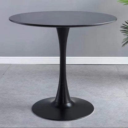 24inch  Black Round Tulip Table, MDF Top & Steel Base Mid-Century Kitchen & Coffee Table