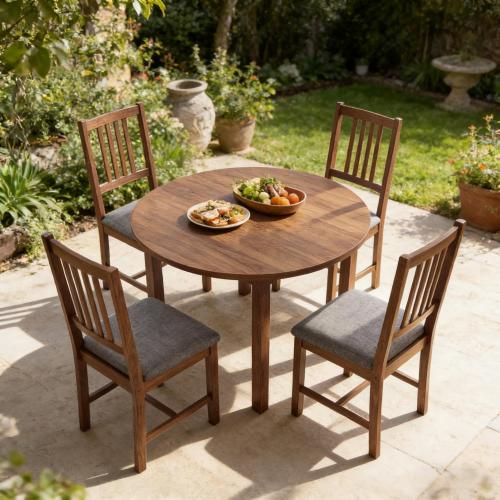 Set of 4 Upholstered Dining Chairs Gray Linen Vertical Back Chair