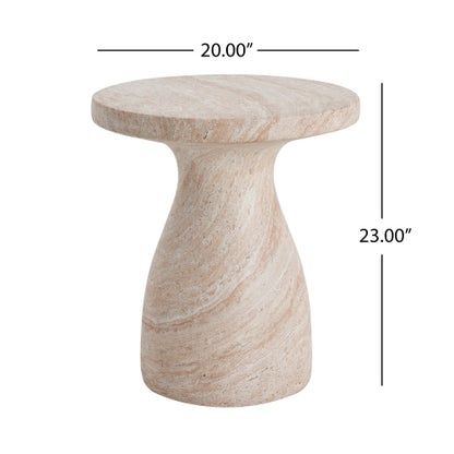 Outdoor/Indoor Travertine Lightweight Concrete Side Table