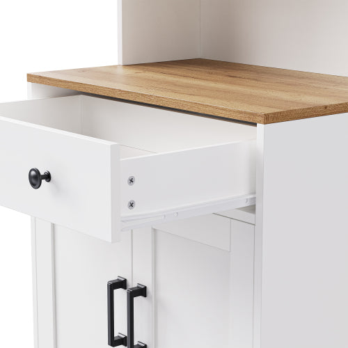 Farmhouse Pantry Cabinet with Drawer & Adjustable Shelves White