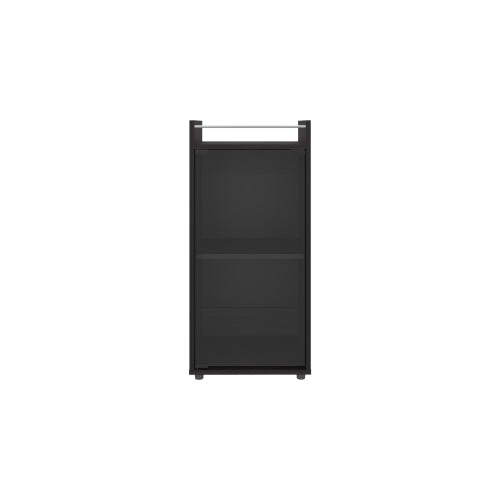 Minibar Cabinet 2 Doors, Open Shelf And Compact Design, Modern Bar Storage, Black