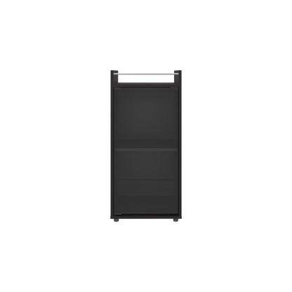 Minibar Cabinet 2 Doors, Open Shelf And Compact Design, Modern Bar Storage, Black