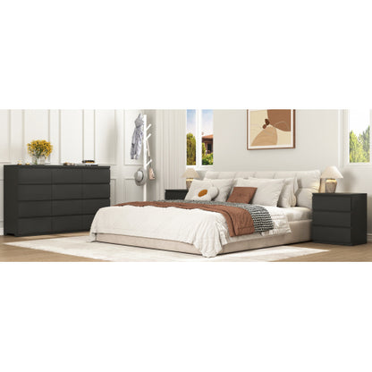 12 Drawers Double Dresser, Modern Wood Dresser Chest of Drawers with Large Storage Space for Bedroom, Black