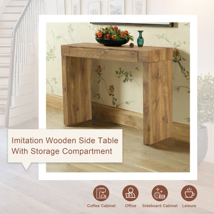Elegant Natural Wood Grain Bar Table-50 Inches Long, a Practical Choice for Modern Homes.Wood Grain Texture Sticker,Equipped With Two Drawers.Serving As A Bar Table Or A Desk.