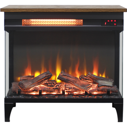 24 inch three sided glass electric fireplace with feet