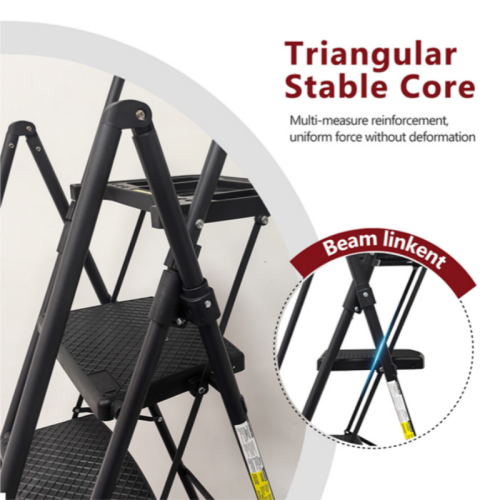 4 Step Ladder, Folding Step Stool with Non-Slip Wide Pedals, Soft Handle