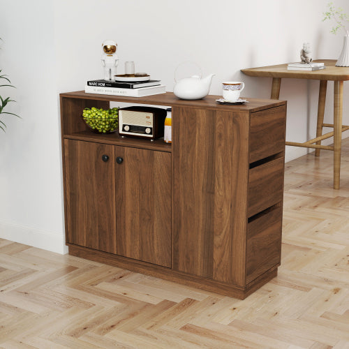 Kitchen Counter Cabinet with Sliding Glass Doors