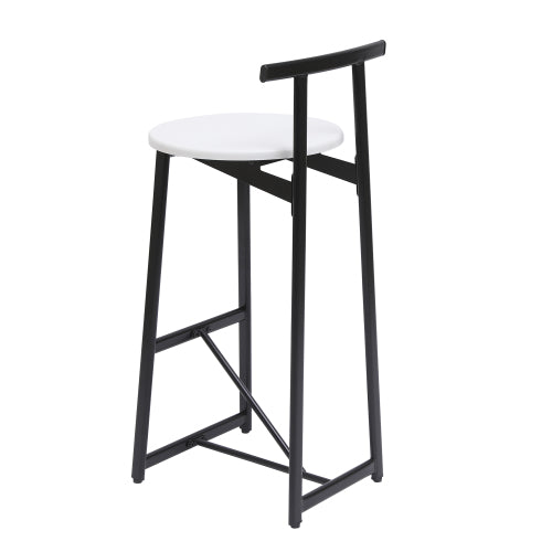 Bar Stools Kitchen Island Bar Chairs Set of 3 Metal Counter Barstools with Backrest for Dining Pub Room (Black & White)