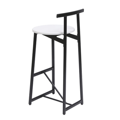 Bar Stools Kitchen Island Bar Chairs Set of 3 Metal Counter Barstools with Backrest for Dining Pub Room (Black & White)