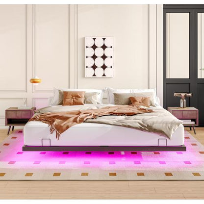 Queen Size Floating Bed Frames with LED Lights, Metal Platform Bed , Solid and Stable, Noise Free, No Box Spring Needed, Easy Assembly