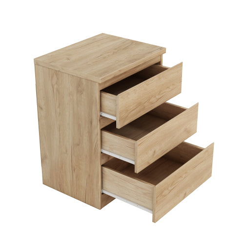 19.7-Inch Natural 3 Drawer Nightstand with Handle-Free Design