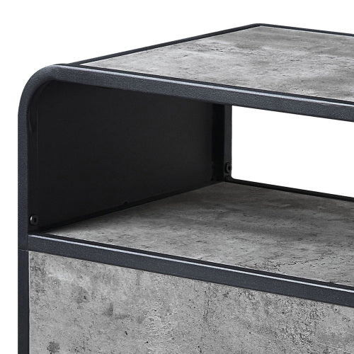 Concrete Grey & Black 39.5 Inch Curved TV Stand with 2 Drawers for 42 Inch TV