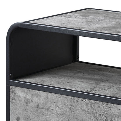 Concrete Grey & Black 39.5 Inch Curved TV Stand with 2 Drawers for 42 Inch TV