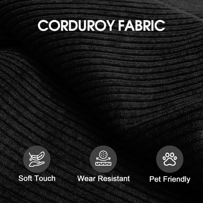 78.8 inch  Black Boneless Corduroy Convertible Compressed Floor Sofa Bed, No Assembly
