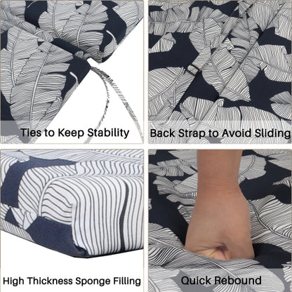 2 Pcs Set Indoor/Outdoor Chaise Lounge Chair Cushion Outdoor Furniture Cushion with Ties, Patio Seat Cushion for Lawn,Pool & Beach,75" x 22.8" x 2" (Blue/Leaf)