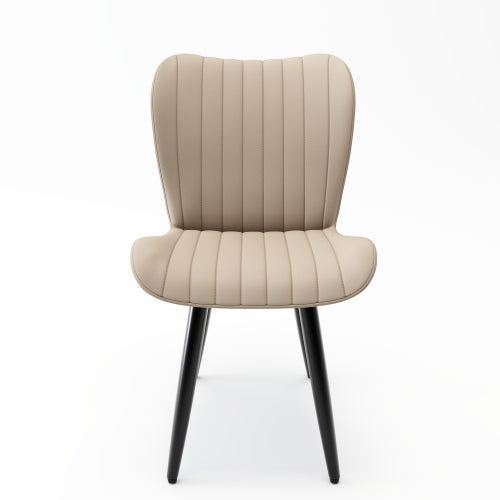 Set of 2 Industrial Style PU Leather Dining Chairs, Armless Side Chairs with Sturdy Metal Frame