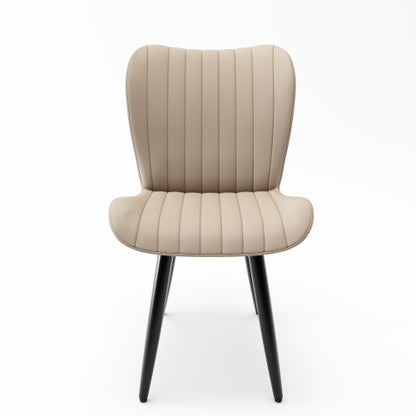 Set of 2 Industrial Style PU Leather Dining Chairs, Armless Side Chairs with Sturdy Metal Frame