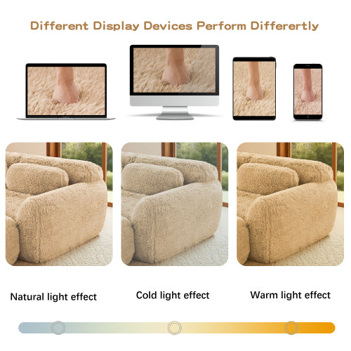 Light-Khaki L-Shape Plush Boneless Modular Sofa with Chaise Pillows