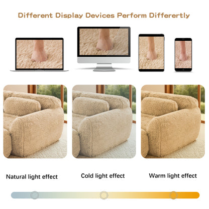 Light-Khaki L-Shape Plush Boneless Modular Sofa with Chaise Pillows