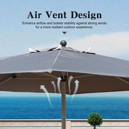 Rectangle Patio Umbrella with Crank Lift and Tilt Function, Grey (Base not included)