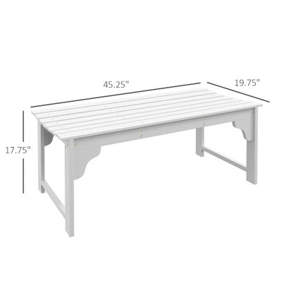 Wooden Garden Bench, Outdoor Park Bench with Slatted Seat, Backless Front Porch Bench with Curved Seat for Conservatory, Garden, Poolside, Deck, White