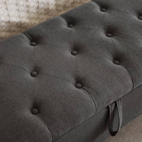 Ottoman with Storage, Storage Ottoman Bench with Safety Hinge 350 lbs Weight, Upholstered Entryway Bench with Seating for Bedroom, Living Room - Dark Gray