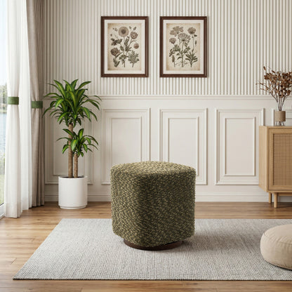 Ottoman Swivel Stool with Upholstered Seat, 360¡ã Vanity Chair Accent Furniture