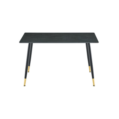 Sintered Stone Dining Table with Metal Base, Vic Dark