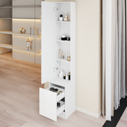 63 inch  Full-Length LED Mirror Cabinet, Cosmetic & Jewelry Storage Organizer, Touch 3-Color Light, Multi-Layer Shelves