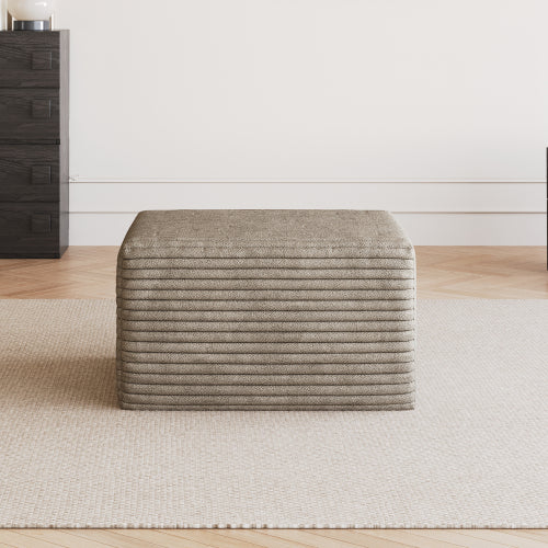 Camel Plush Corduroy Sofa Ottoman, Pre-Assembled Modular Cloud Sectional Couch with Chaise Lounge