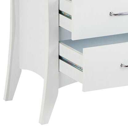 White 2-Drawer Wooden Nightstand