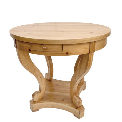 Farmhouse Round Side Table with Storage Drawers Small Dining Accent Table