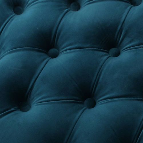 Tufted Velvet-Look Dining Chairs with Carved Wood Legs, Set of 2, Teal