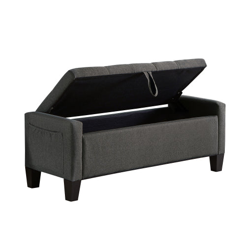 Ottoman with Storage, Storage Ottoman Bench with Safety Hinge 350 lbs Weight, Upholstered Entryway Bench with Seating for Bedroom, Living Room - Dark Gray