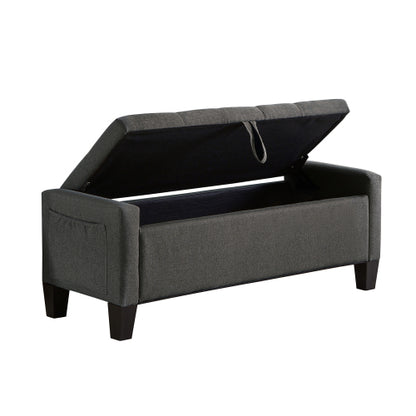 Ottoman with Storage, Storage Ottoman Bench with Safety Hinge 350 lbs Weight, Upholstered Entryway Bench with Seating for Bedroom, Living Room - Dark Gray