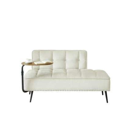 54-Inch Modern Velvet 2-Seater Sofa with Built-In 360 degree  Rotating Side Table