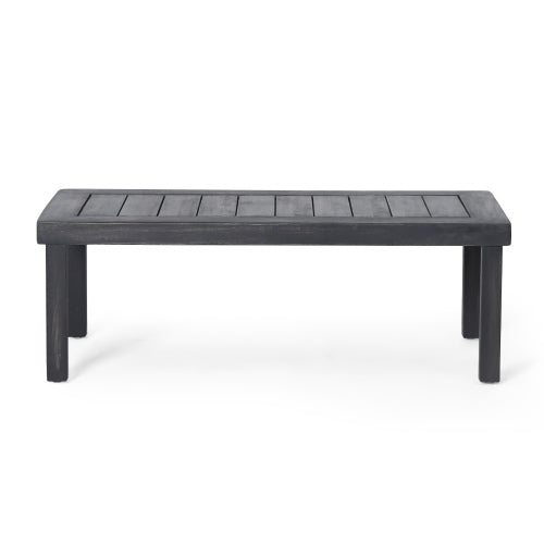Acacia Wood Outdoor Loveseat and Coffee Table Set with Cushions, Dark Gray