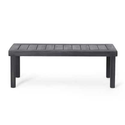 Acacia Wood Outdoor Loveseat and Coffee Table Set with Cushions, Dark Gray