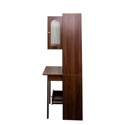 Fold Out Convertible Writing Table Multi-Functional Cabinet With Shelf Drawer Space Saving Home Office Desk
