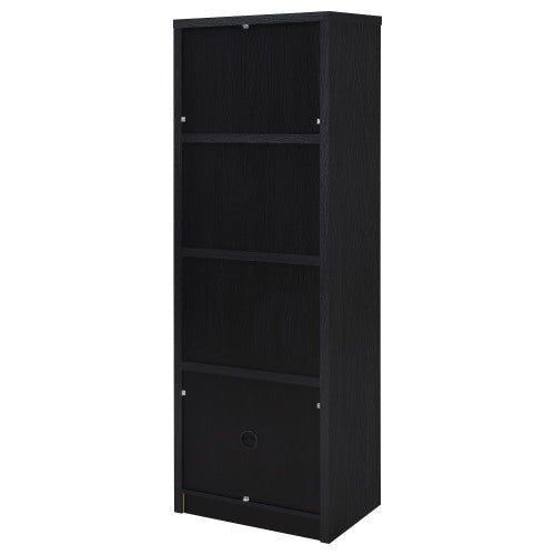 Black 3-Tier Vertical Media Tower Storage Pier with Bottom Cabinet